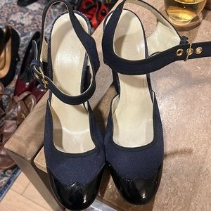 miu miu patent/fabric maryjane platforms